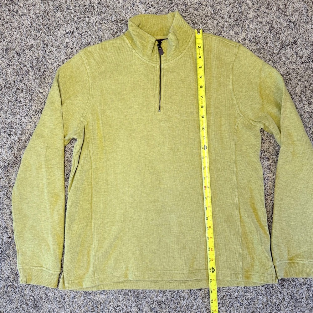 Orvis Mens Quarter Zip Pullover Sweater Chartreuse Green Cotton Ribbed M 2B7A - Picture 7 of 10